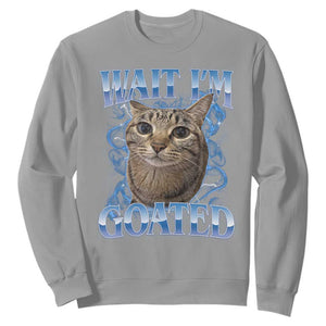 Funny Cat Blue Flame Y2K Bootleg Meme Graphic Sweatshirt Wait Im Goated Retro Internet Culture Humor