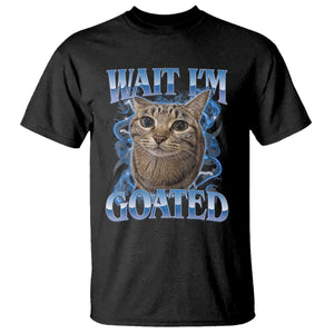 Funny Cat Blue Flame Y2K Bootleg Meme Graphic T Shirt Wait Im Goated Retro Internet Culture Humor