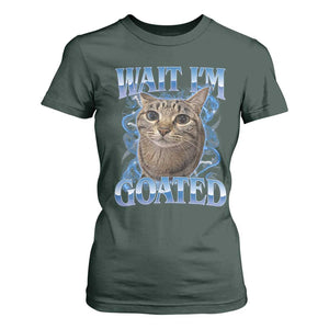 Funny Cat Blue Flame Y2K Bootleg Meme Graphic T Shirt For Women Wait Im Goated Retro Internet Culture Humor