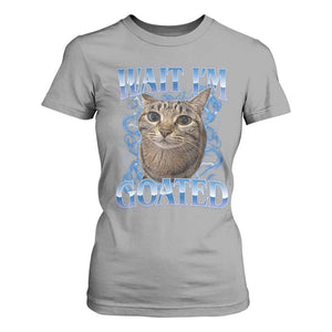 Funny Cat Blue Flame Y2K Bootleg Meme Graphic T Shirt For Women Wait Im Goated Retro Internet Culture Humor
