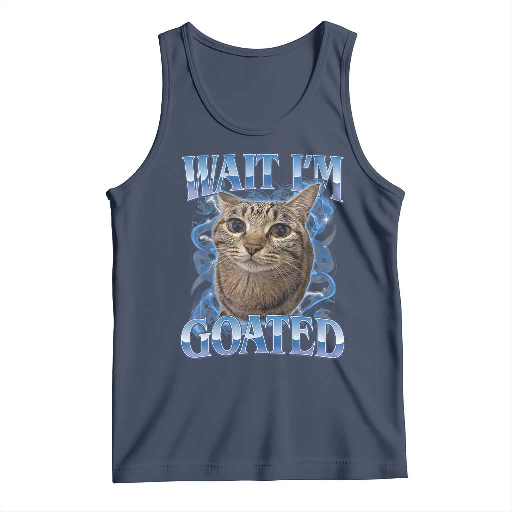 Funny Cat Blue Flame Y2K Bootleg Meme Graphic Tank Top Wait Im Goated Retro Internet Culture Humor