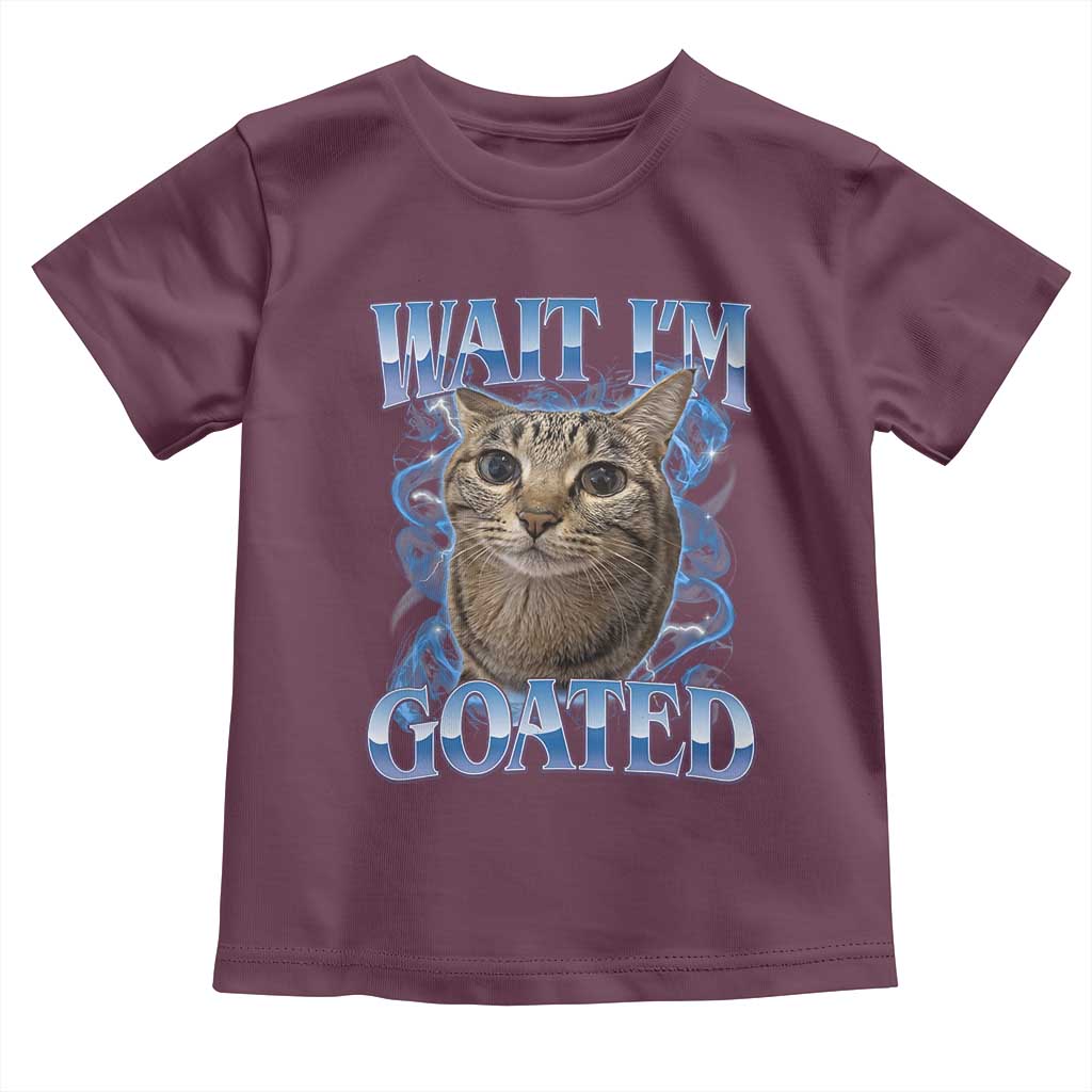 Funny Cat Blue Flame Y2K Bootleg Meme Graphic Toddler T Shirt Wait Im Goated Retro Internet Culture Humor