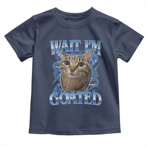 Funny Cat Blue Flame Y2K Bootleg Meme Graphic Toddler T Shirt Wait Im Goated Retro Internet Culture Humor