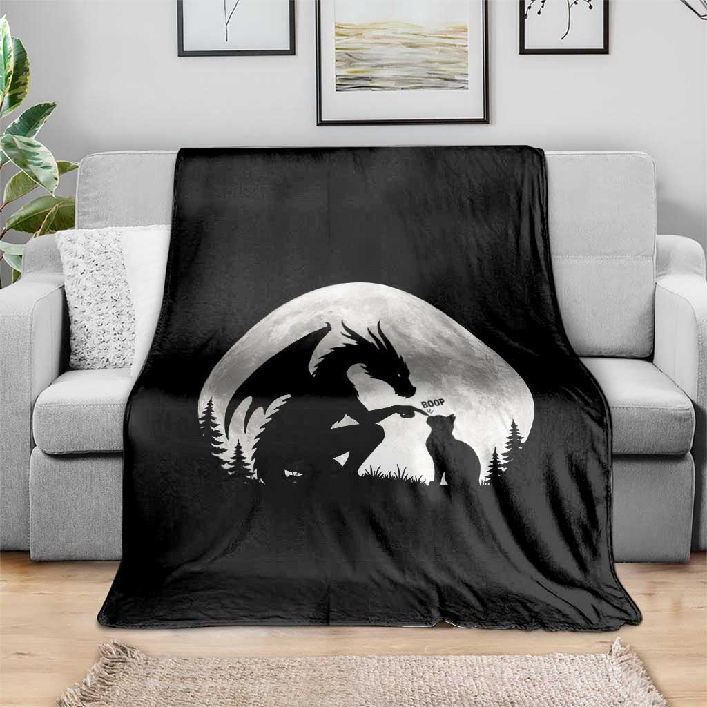 Dragon Boop Cat Full Moon Graphic Throw Blanket Cute Fantasy Animal RPG Gamers