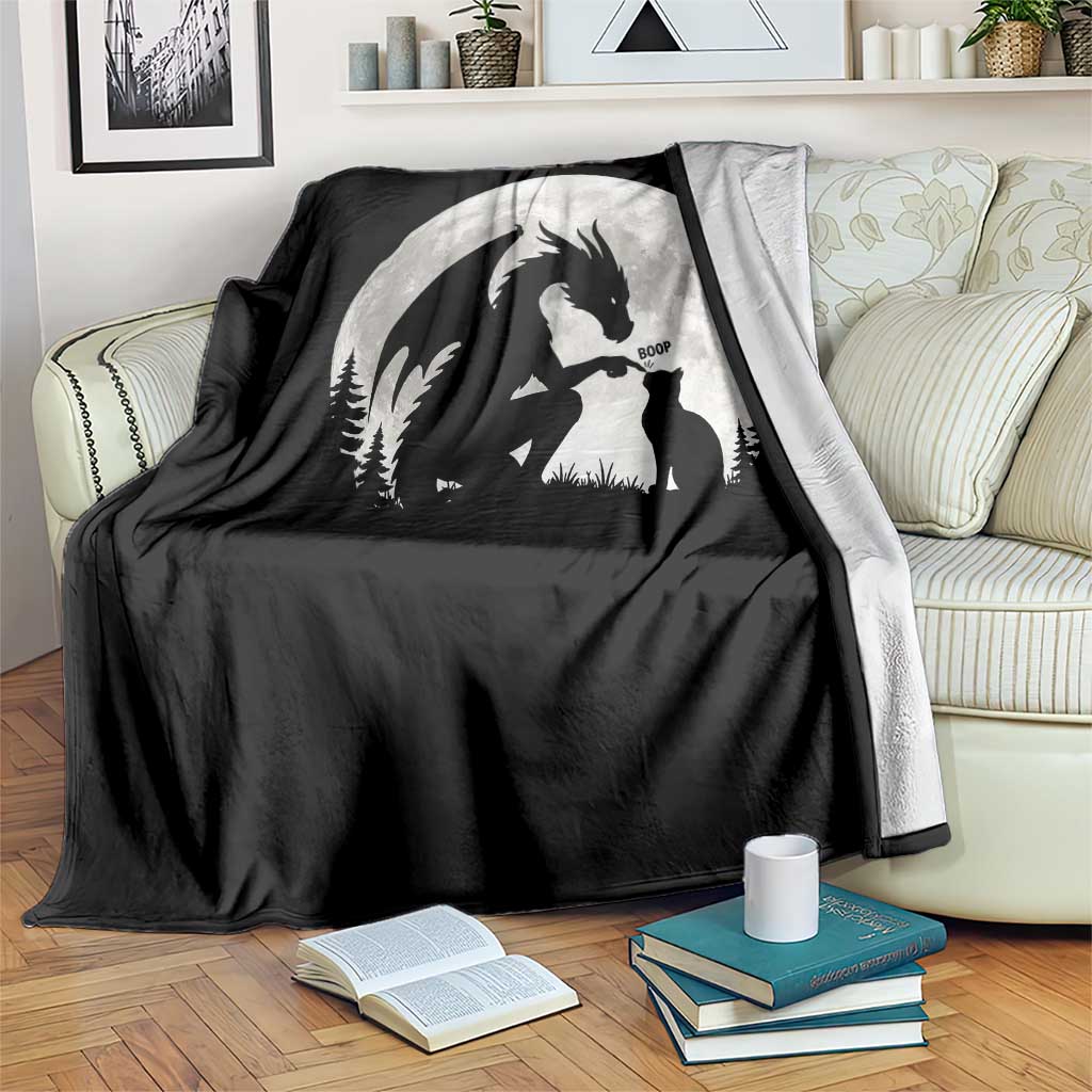 Dragon Boop Cat Full Moon Graphic Throw Blanket Cute Fantasy Animal RPG Gamers