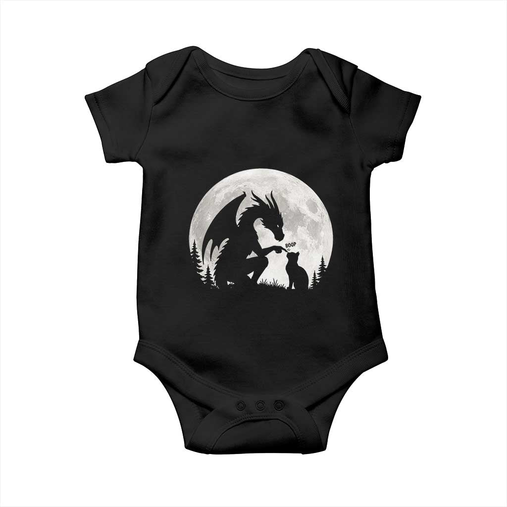 Dragon Boop Cat Full Moon Graphic Baby Onesie Cute Fantasy Animal RPG Gamers TS02 Black Print Your Wear