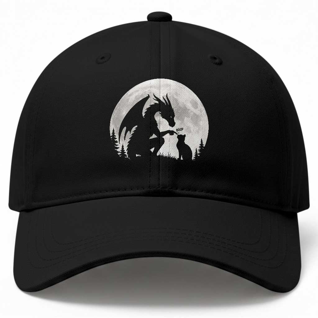 Dragon Boop Cat Full Moon Graphic Baseball Cap Cute Fantasy Animal RPG Gamers TS02 Print Your Wear