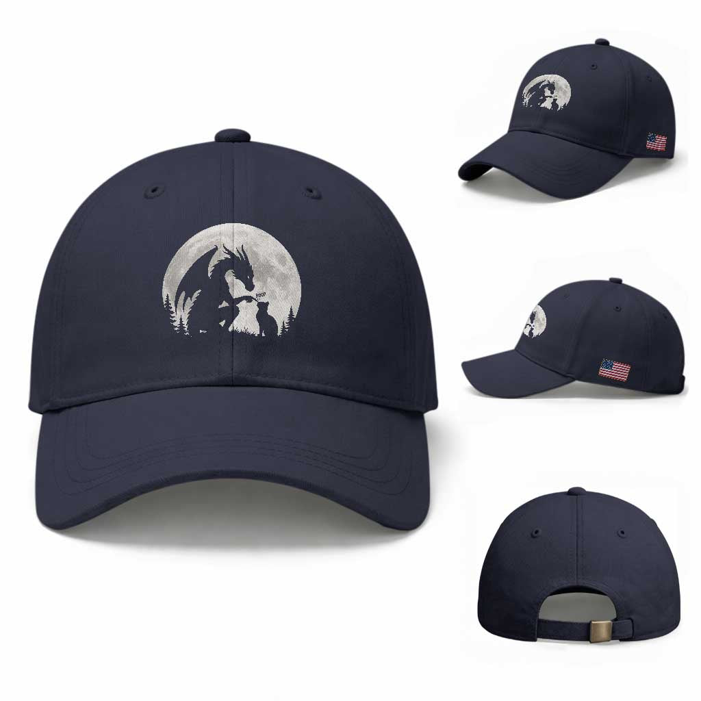 Dragon Boop Cat Full Moon Graphic Baseball Cap Cute Fantasy Animal RPG Gamers