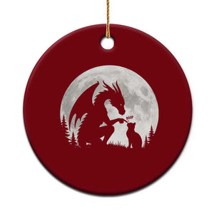 Dragon Boop Cat Full Moon Graphic Ceramic Ornament Cute Fantasy Animal RPG Gamers