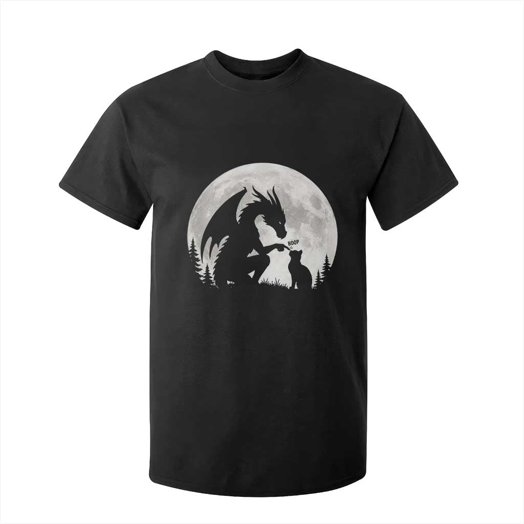Dragon Boop Cat Full Moon Graphic T Shirt For Kid Cute Fantasy Animal RPG Gamers