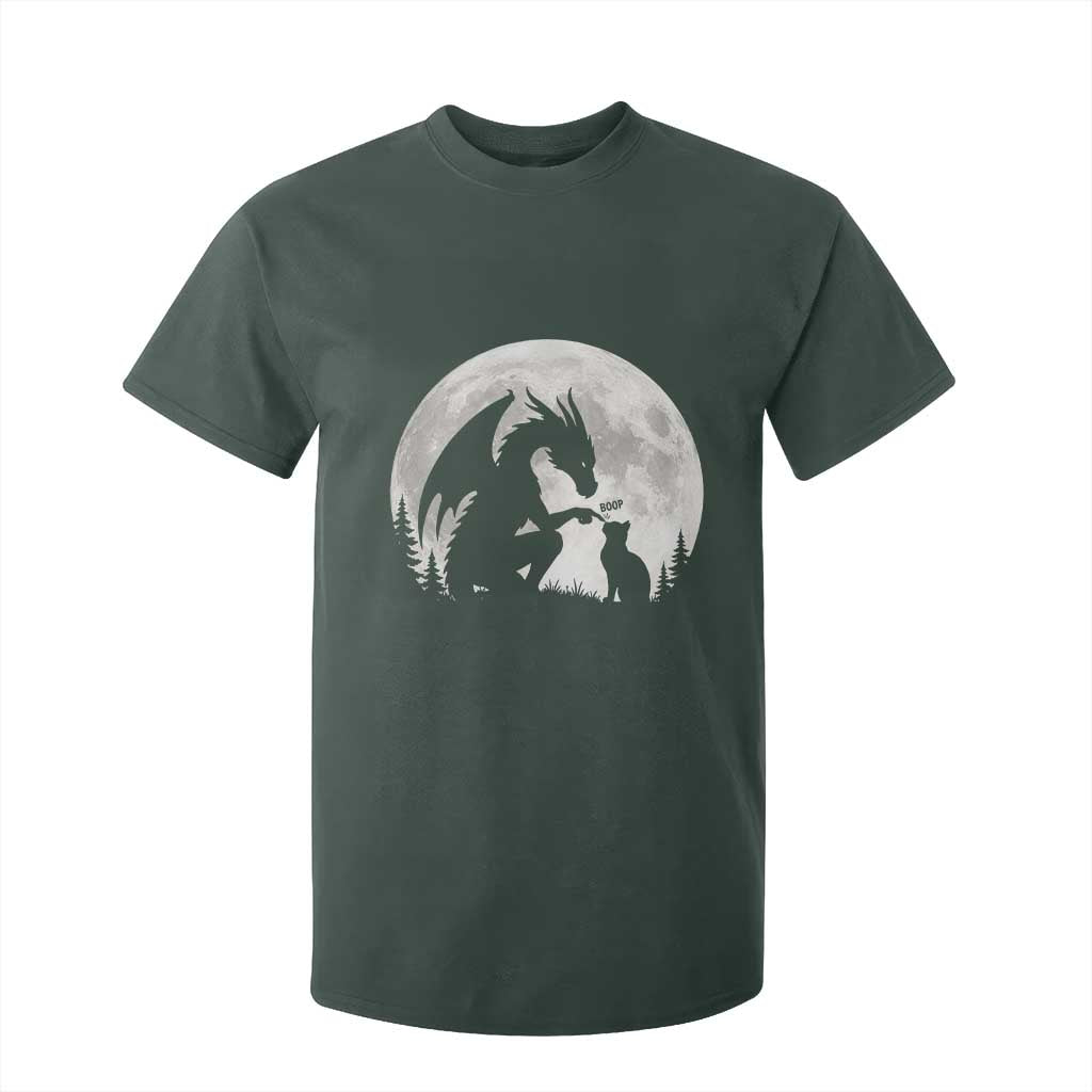 Dragon Boop Cat Full Moon Graphic T Shirt For Kid Cute Fantasy Animal RPG Gamers