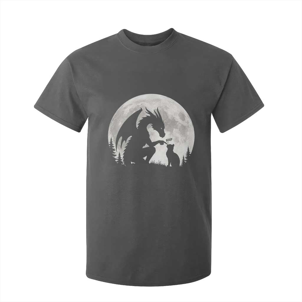 Dragon Boop Cat Full Moon Graphic T Shirt For Kid Cute Fantasy Animal RPG Gamers