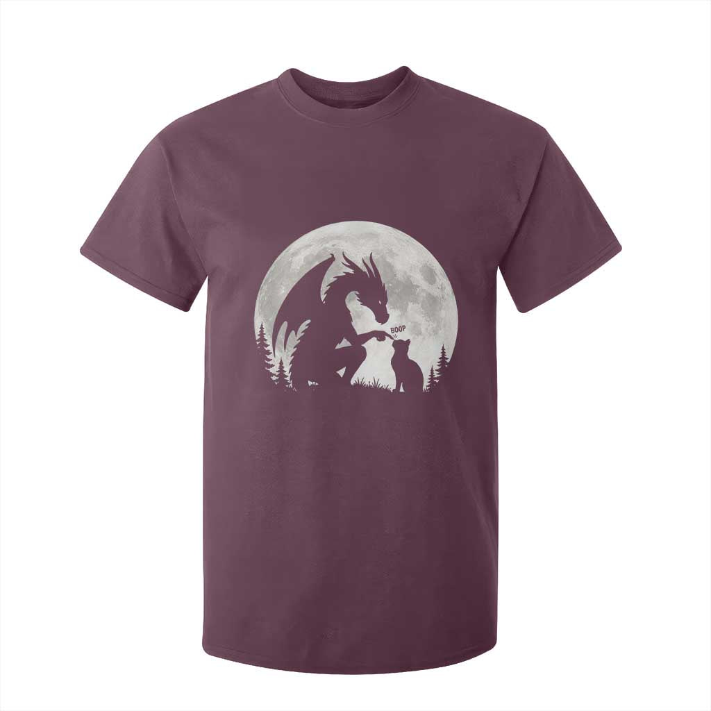 Dragon Boop Cat Full Moon Graphic T Shirt For Kid Cute Fantasy Animal RPG Gamers