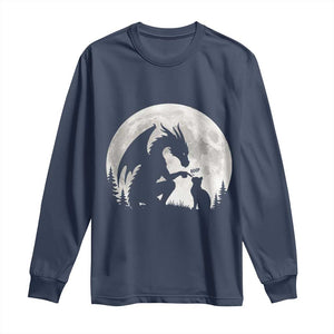 Dragon Boop Cat Full Moon Graphic Long Sleeve Shirt Cute Fantasy Animal RPG Gamers