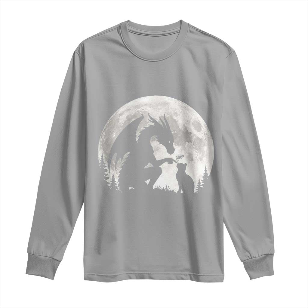 Dragon Boop Cat Full Moon Graphic Long Sleeve Shirt Cute Fantasy Animal RPG Gamers