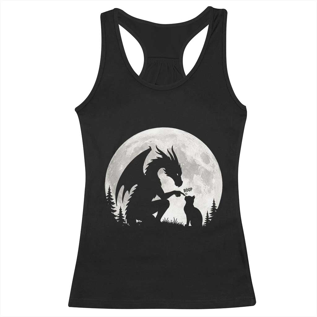 Dragon Boop Cat Full Moon Graphic Racerback Tank Top Cute Fantasy Animal RPG Gamers TS02 Black Print Your Wear