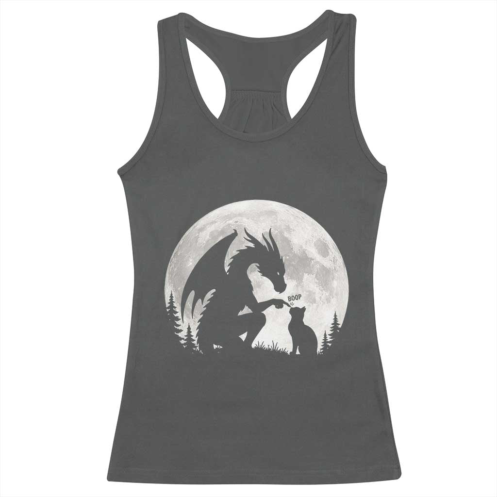 Dragon Boop Cat Full Moon Graphic Racerback Tank Top Cute Fantasy Animal RPG Gamers
