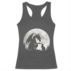 Dragon Boop Cat Full Moon Graphic Racerback Tank Top Cute Fantasy Animal RPG Gamers