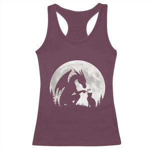 Dragon Boop Cat Full Moon Graphic Racerback Tank Top Cute Fantasy Animal RPG Gamers