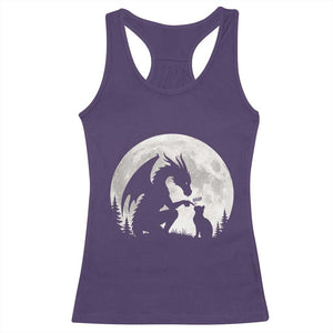 Dragon Boop Cat Full Moon Graphic Racerback Tank Top Cute Fantasy Animal RPG Gamers