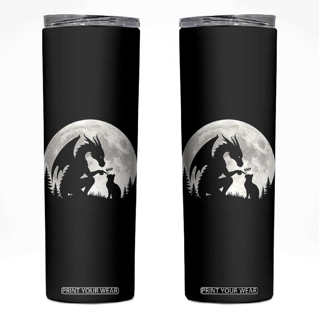Dragon Boop Cat Full Moon Graphic Skinny Tumbler Cute Fantasy Animal RPG Gamers TS02 Black Print Your Wear