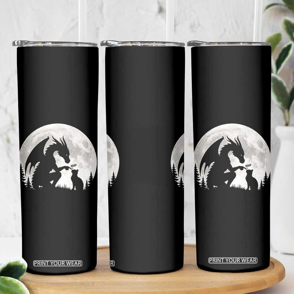 Dragon Boop Cat Full Moon Graphic Skinny Tumbler Cute Fantasy Animal RPG Gamers