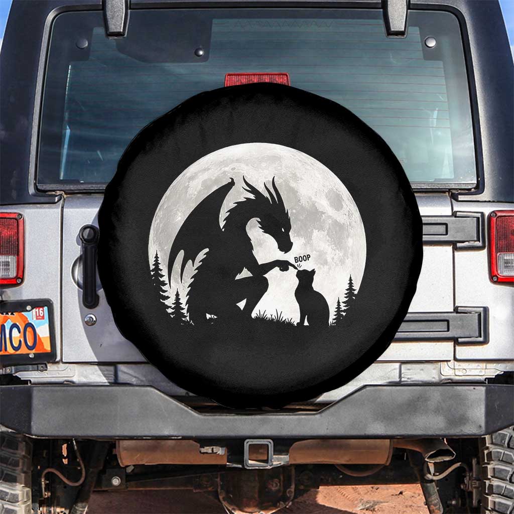 Dragon Boop Cat Full Moon Graphic Spare Tire Cover Cute Fantasy Animal RPG Gamers TS02 No hole Black Print Your Wear
