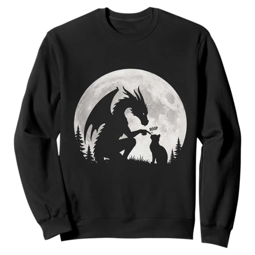 Dragon Boop Cat Full Moon Graphic Sweatshirt Cute Fantasy Animal RPG Gamers TS02 Black Print Your Wear