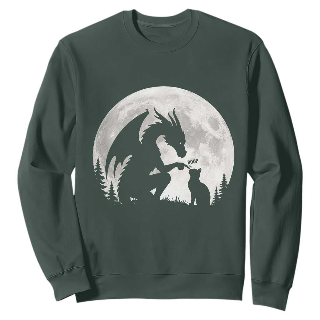 Dragon Boop Cat Full Moon Graphic Sweatshirt Cute Fantasy Animal RPG Gamers