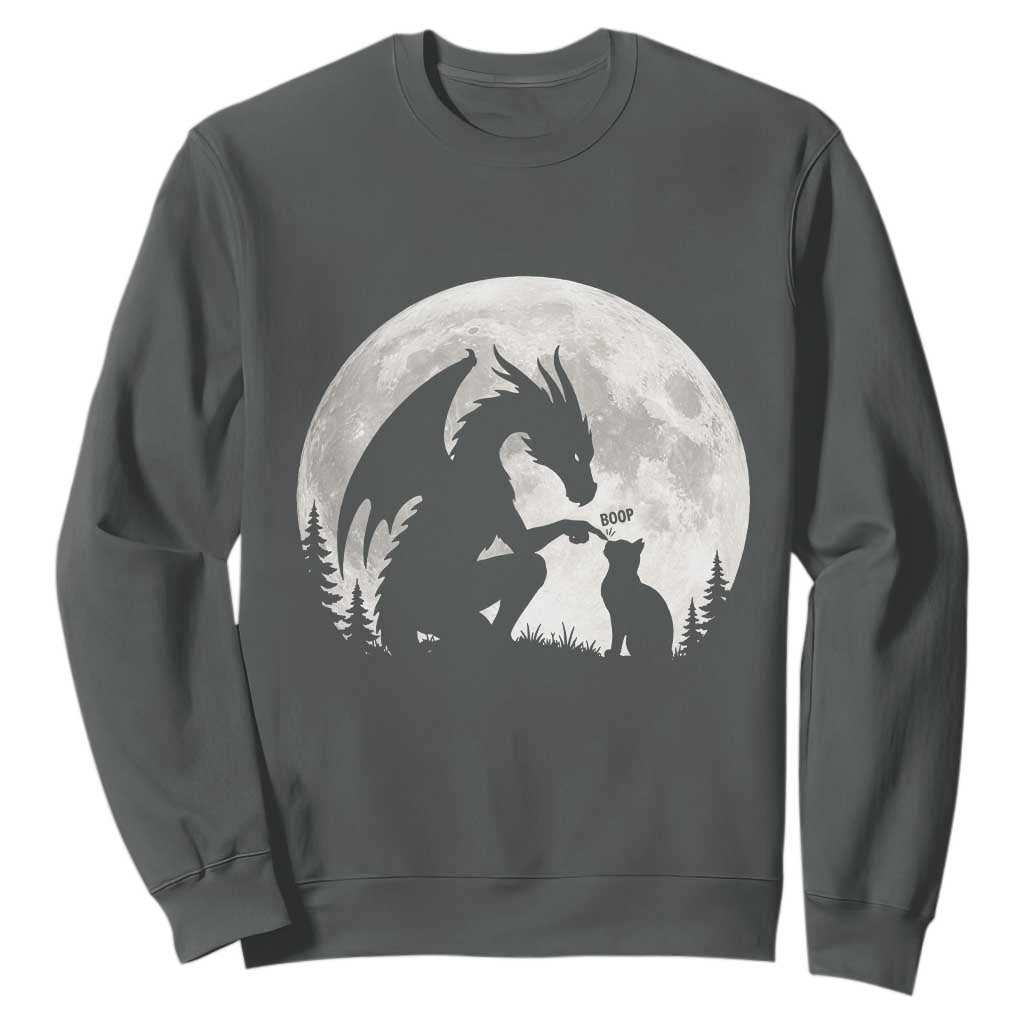 Dragon Boop Cat Full Moon Graphic Sweatshirt Cute Fantasy Animal RPG Gamers
