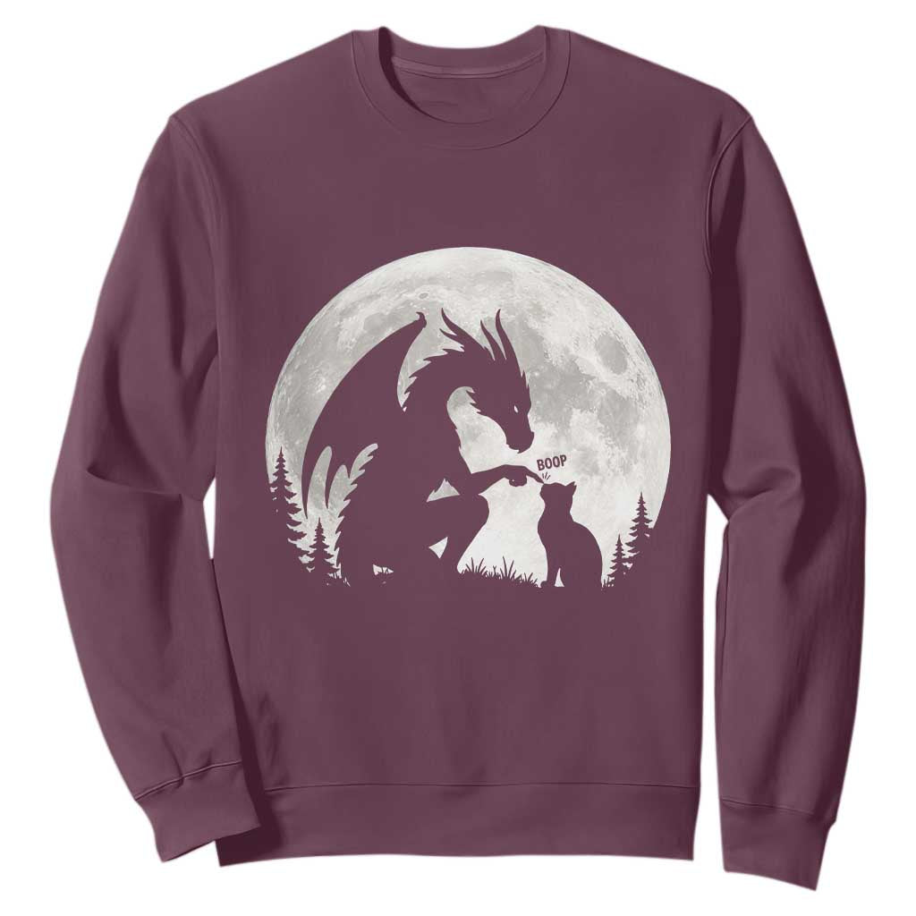 Dragon Boop Cat Full Moon Graphic Sweatshirt Cute Fantasy Animal RPG Gamers