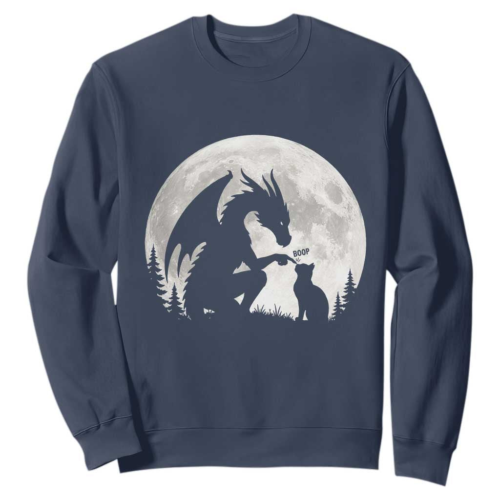Dragon Boop Cat Full Moon Graphic Sweatshirt Cute Fantasy Animal RPG Gamers