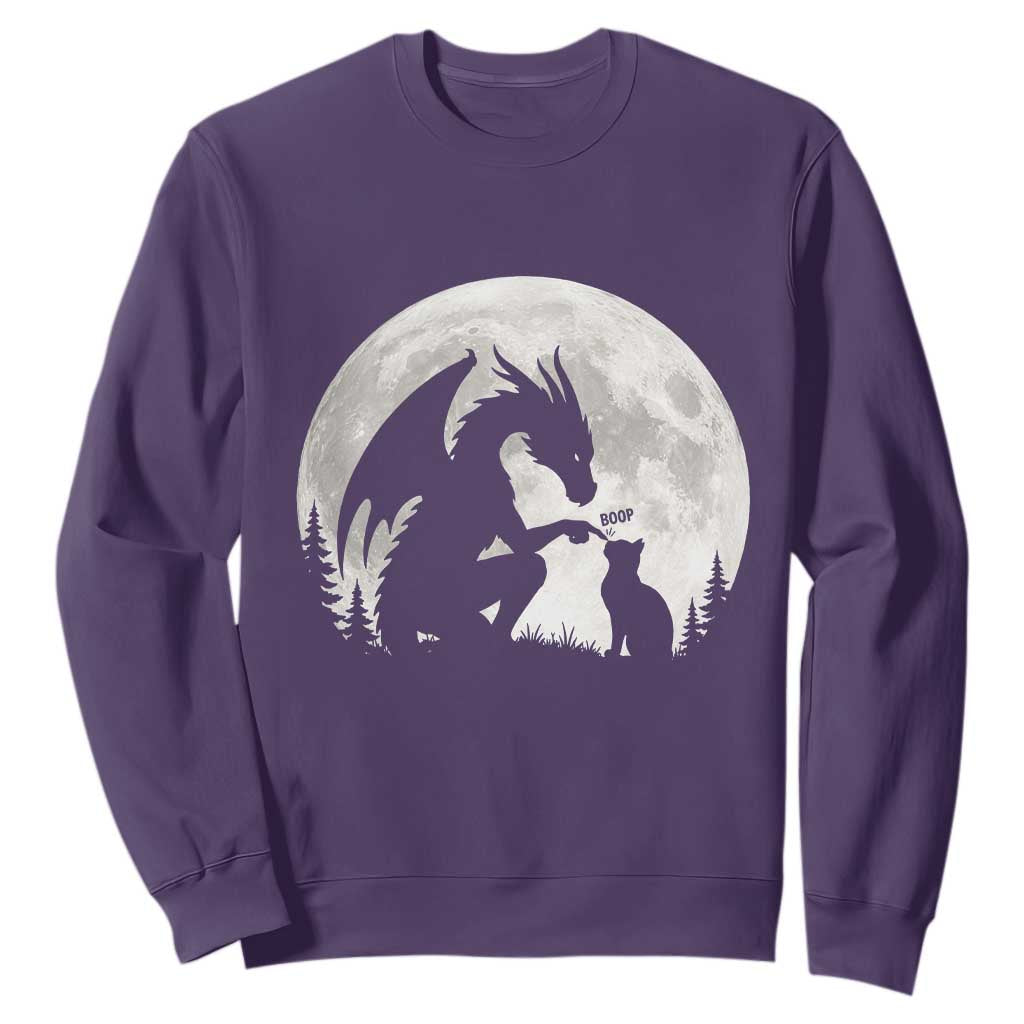 Dragon Boop Cat Full Moon Graphic Sweatshirt Cute Fantasy Animal RPG Gamers