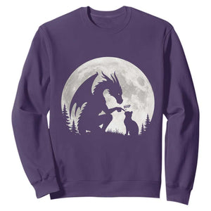 Dragon Boop Cat Full Moon Graphic Sweatshirt Cute Fantasy Animal RPG Gamers