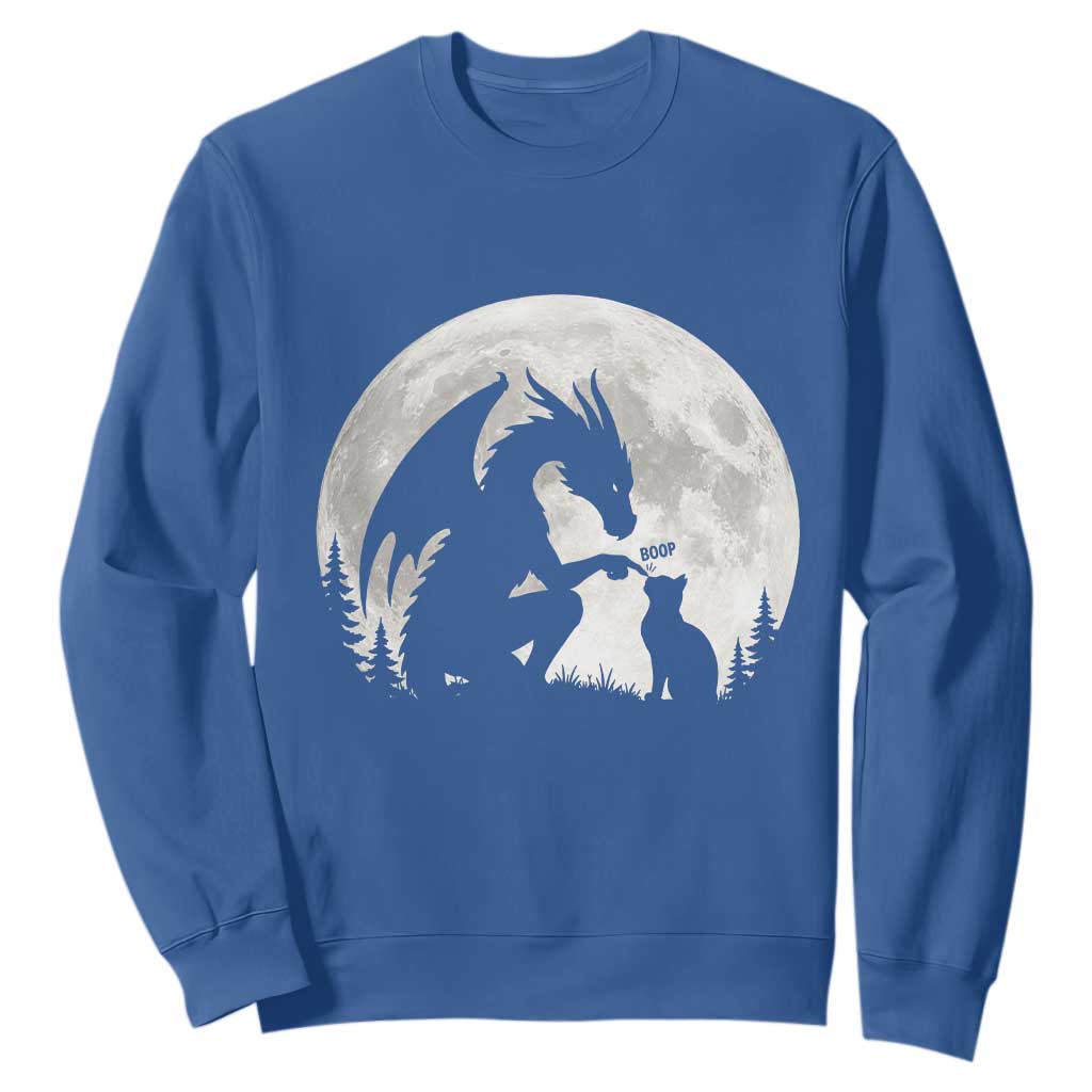 Dragon Boop Cat Full Moon Graphic Sweatshirt Cute Fantasy Animal RPG Gamers