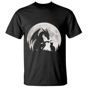 Dragon Boop Cat Full Moon Graphic T Shirt Cute Fantasy Animal RPG Gamers