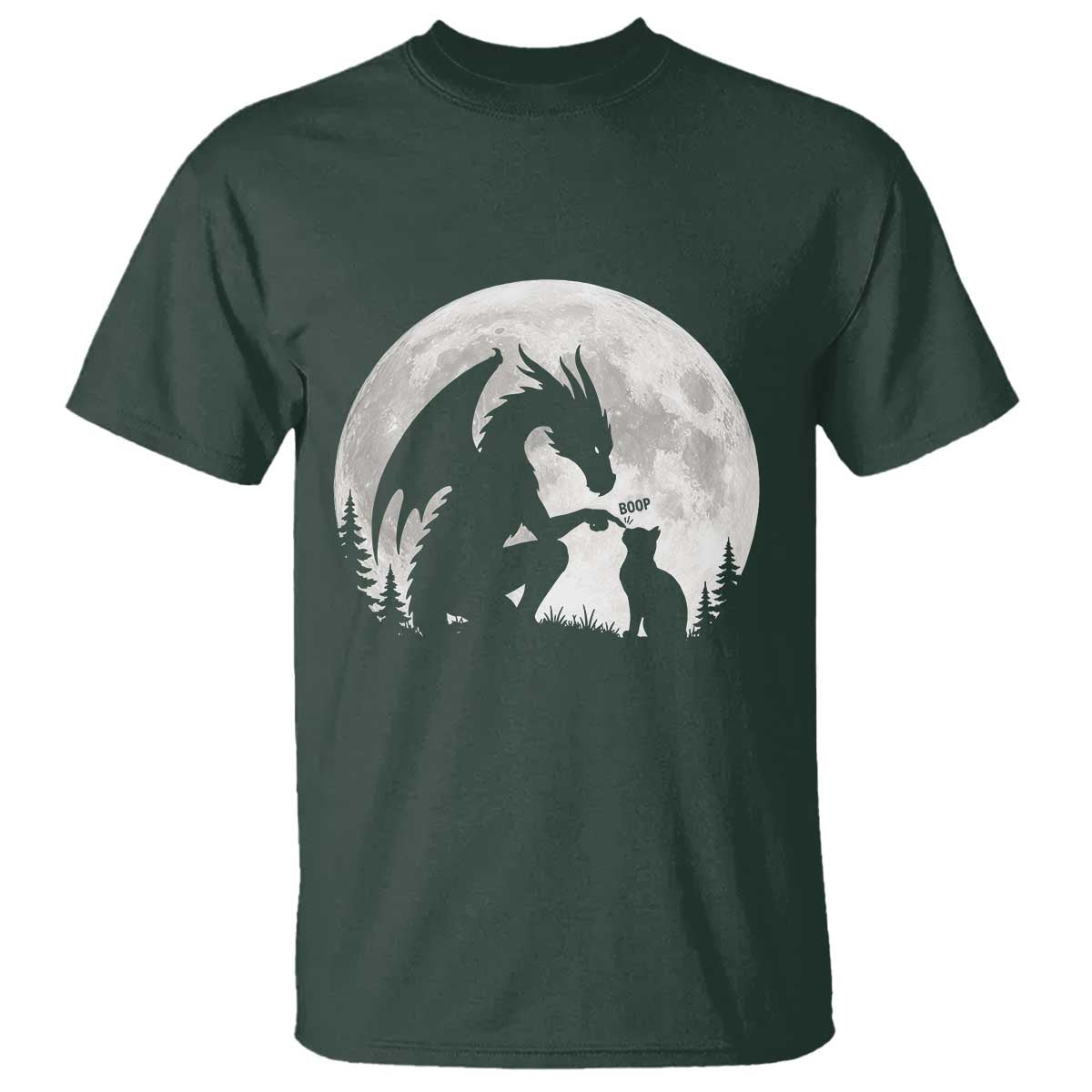 Dragon Boop Cat Full Moon Graphic T Shirt Cute Fantasy Animal RPG Gamers