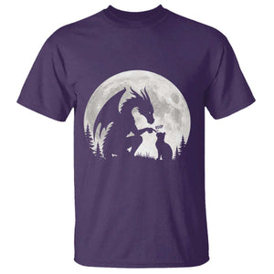 Dragon Boop Cat Full Moon Graphic T Shirt Cute Fantasy Animal RPG Gamers
