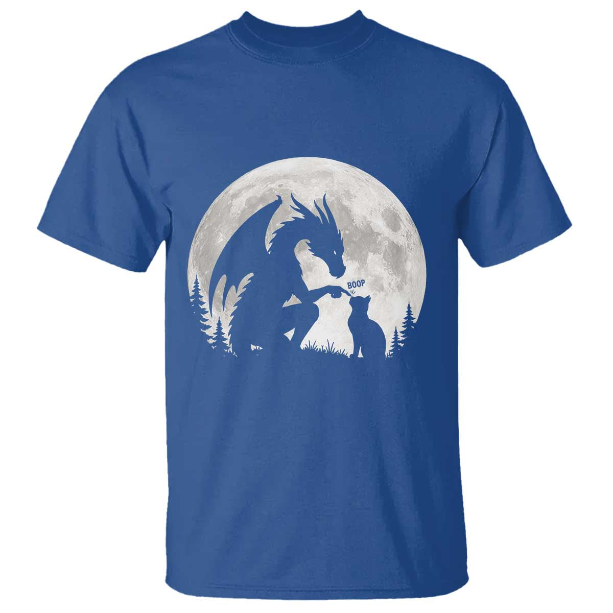 Dragon Boop Cat Full Moon Graphic T Shirt Cute Fantasy Animal RPG Gamers