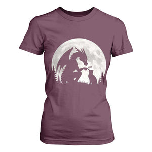 Dragon Boop Cat Full Moon Graphic T Shirt For Women Cute Fantasy Animal RPG Gamers