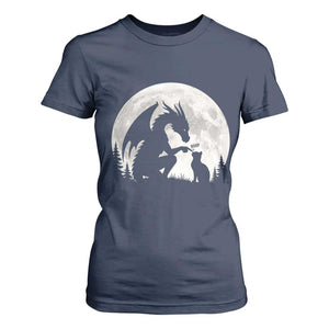 Dragon Boop Cat Full Moon Graphic T Shirt For Women Cute Fantasy Animal RPG Gamers