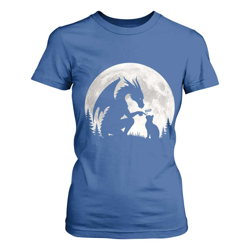 Dragon Boop Cat Full Moon Graphic T Shirt For Women Cute Fantasy Animal RPG Gamers