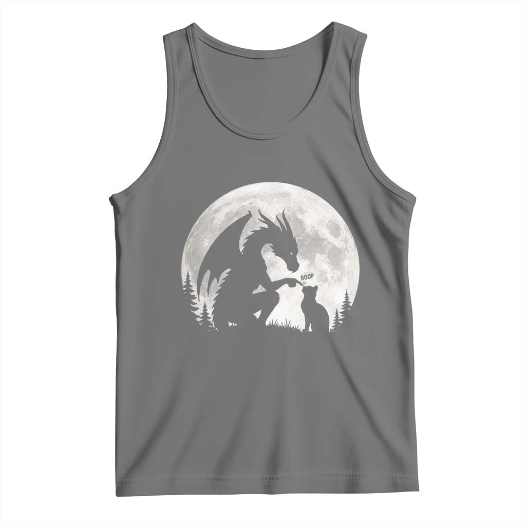 Dragon Boop Cat Full Moon Graphic Tank Top Cute Fantasy Animal RPG Gamers