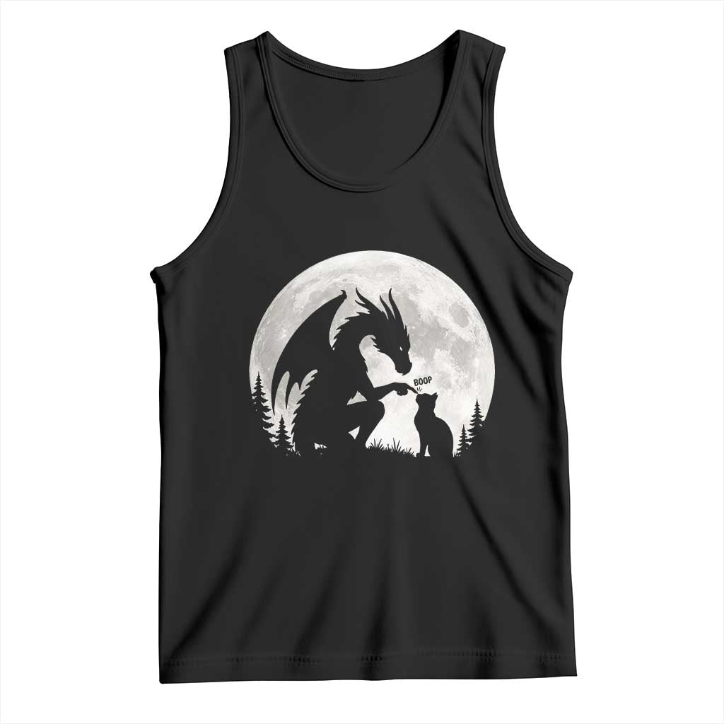 Dragon Boop Cat Full Moon Graphic Tank Top Cute Fantasy Animal RPG Gamers TS02 Black Print Your Wear