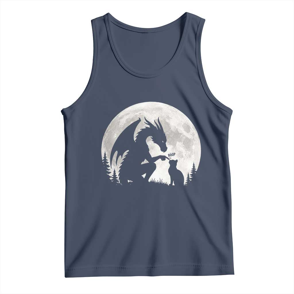 Dragon Boop Cat Full Moon Graphic Tank Top Cute Fantasy Animal RPG Gamers