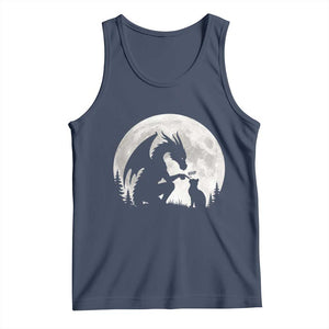 Dragon Boop Cat Full Moon Graphic Tank Top Cute Fantasy Animal RPG Gamers