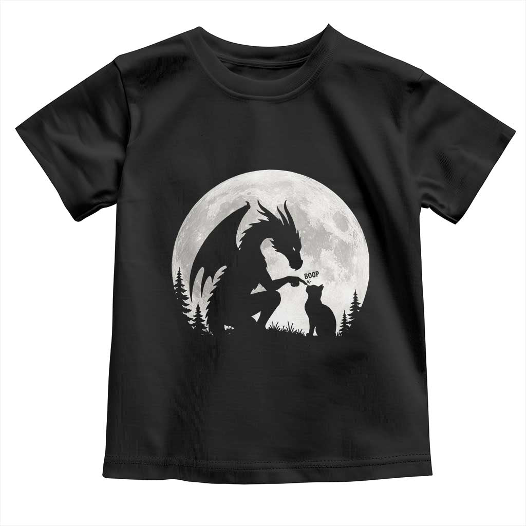 Dragon Boop Cat Full Moon Graphic Toddler T Shirt Cute Fantasy Animal RPG Gamers TS02 Black Print Your Wear