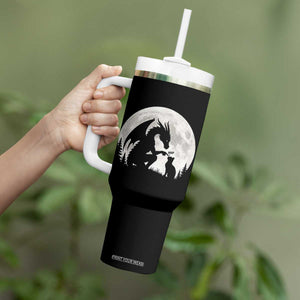 Dragon Boop Cat Full Moon Graphic Tumbler With Handle Cute Fantasy Animal RPG Gamers