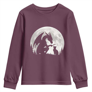Dragon Boop Cat Full Moon Graphic Youth Sweatshirt Cute Fantasy Animal RPG Gamers