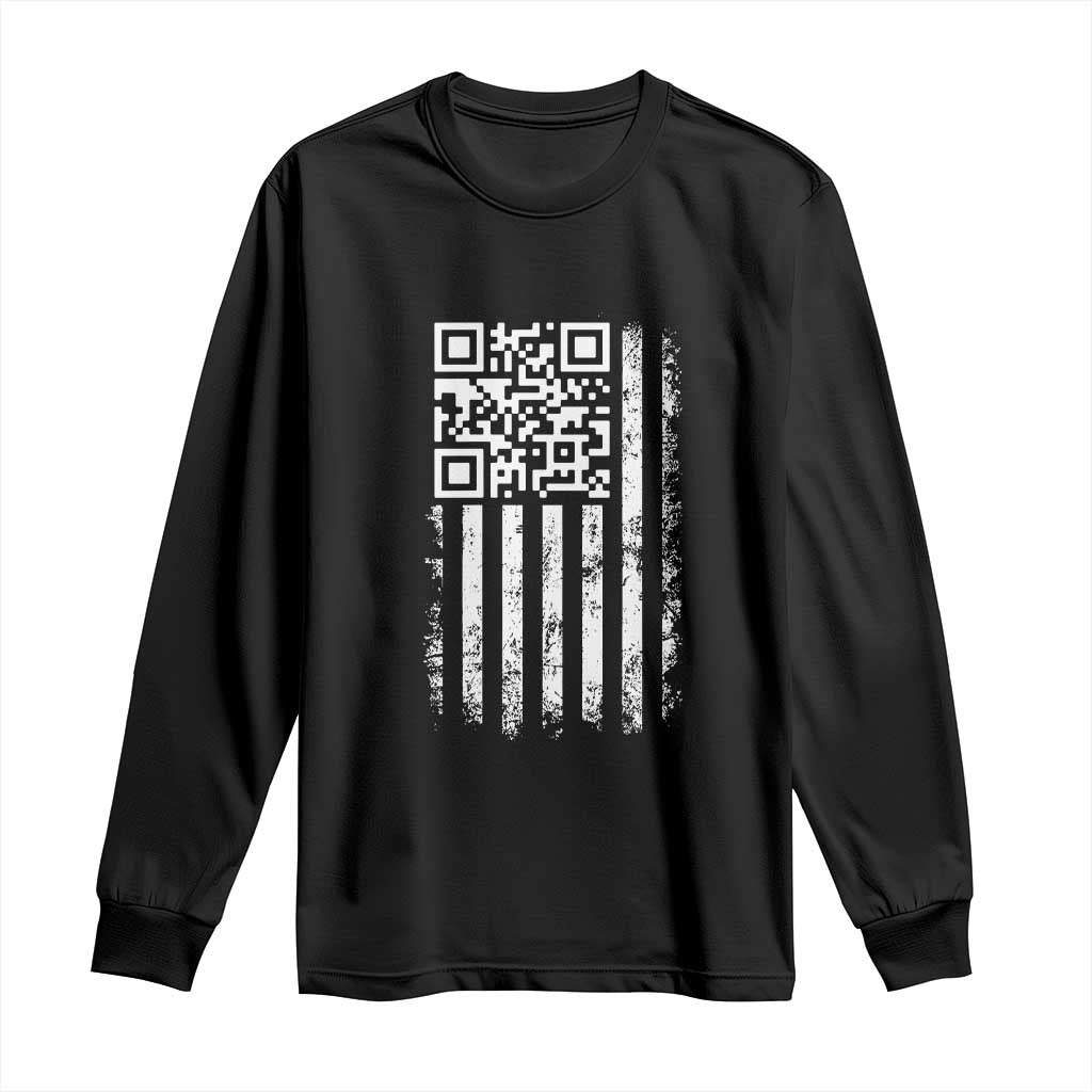 Funny QR Scan Me Trump Dancing Long Sleeve Shirt Mr President 45 47 TS02 Black Print Your Wear